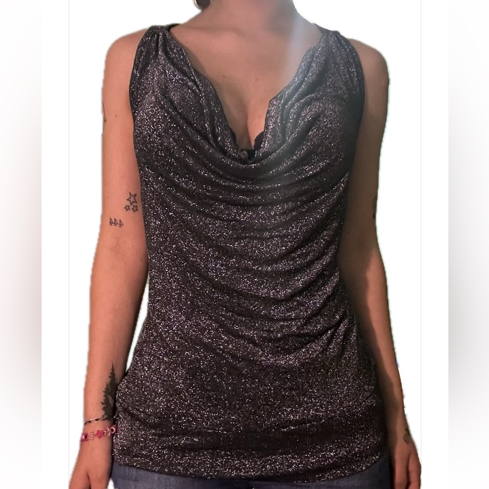 Sparkling Black Sleeveless Top